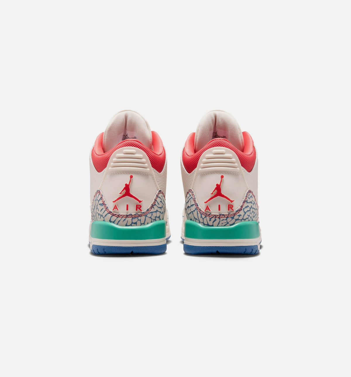 Air Jordan 3 Retro Play Your Way Grade School Shoes - Chalk Track Red True Blue Kinetic Green