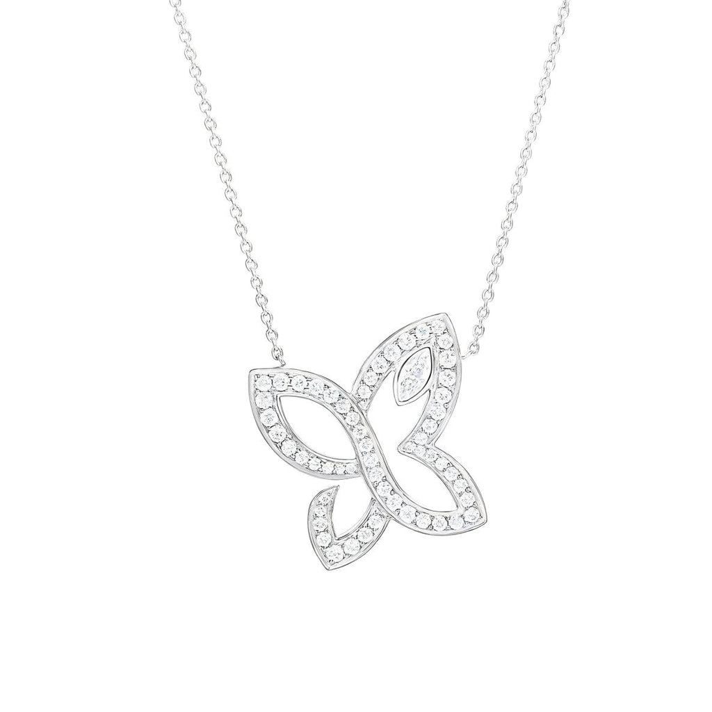 Harry Winston Style Butterfly Lily Cubic Zirconia Necklace