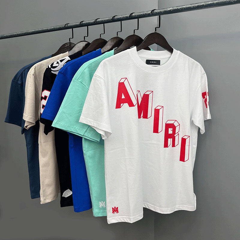 Amiri Multi‑Style Letter Logo Graphic Oversized Tee Streetwear Unisex