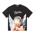 MIXED EMOTION Angel Graphic Pearl-Sleeve T-Shirt