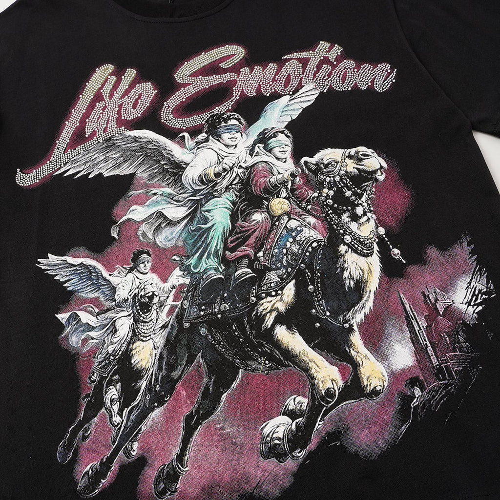 MIXED EMOTION Rhinestone Graphic Short-Sleeve T-Shirt