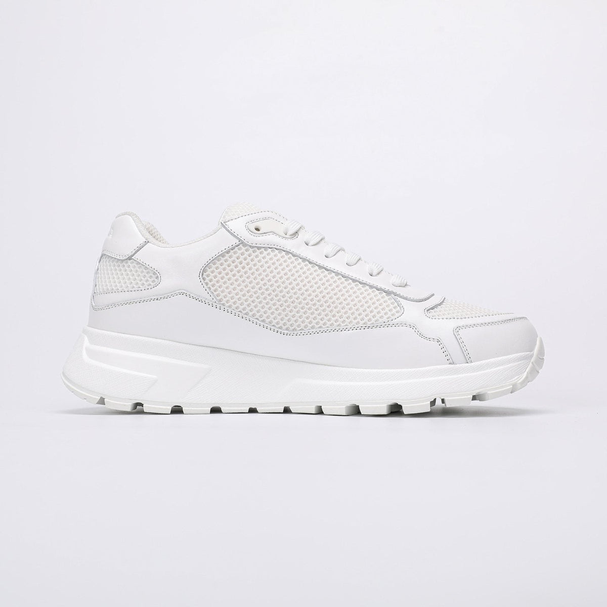 Prada White Leather Low-Top Sneakers
