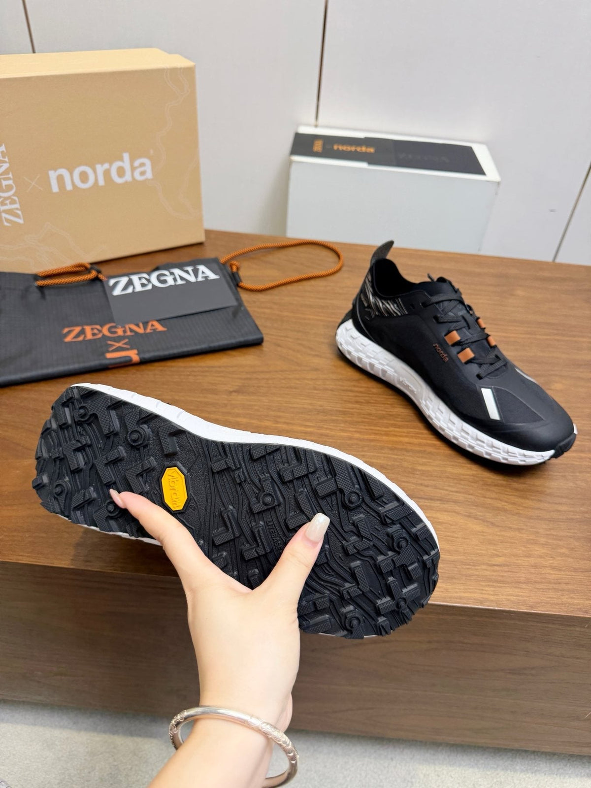 ZEGNA Black Orange Running Shoes