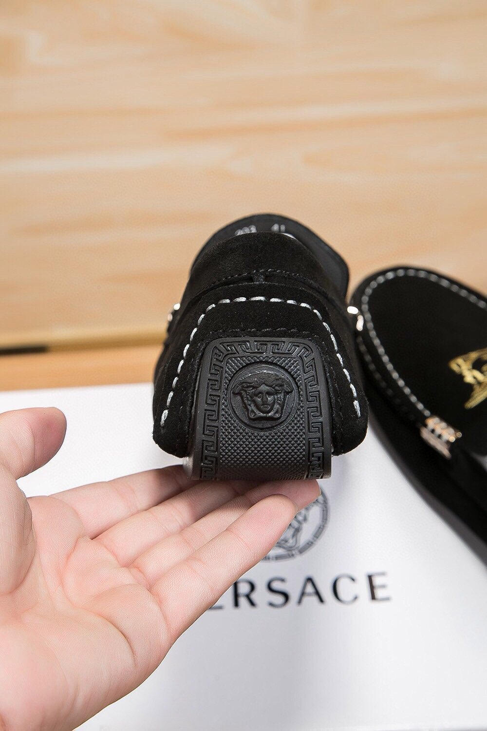Versace Men's Gold-Embroidered Loafers