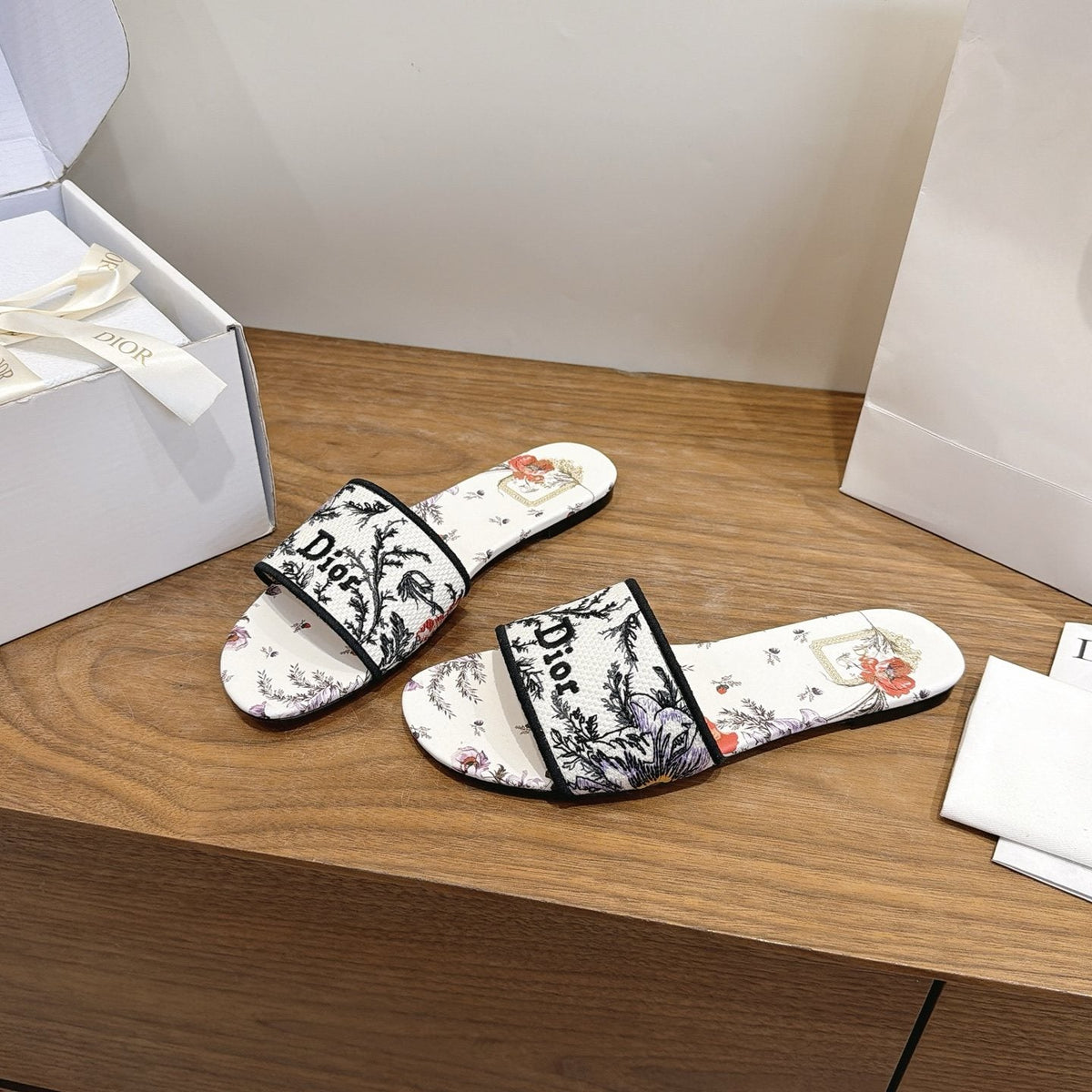 Dior Floral Printed Slide Sandals
