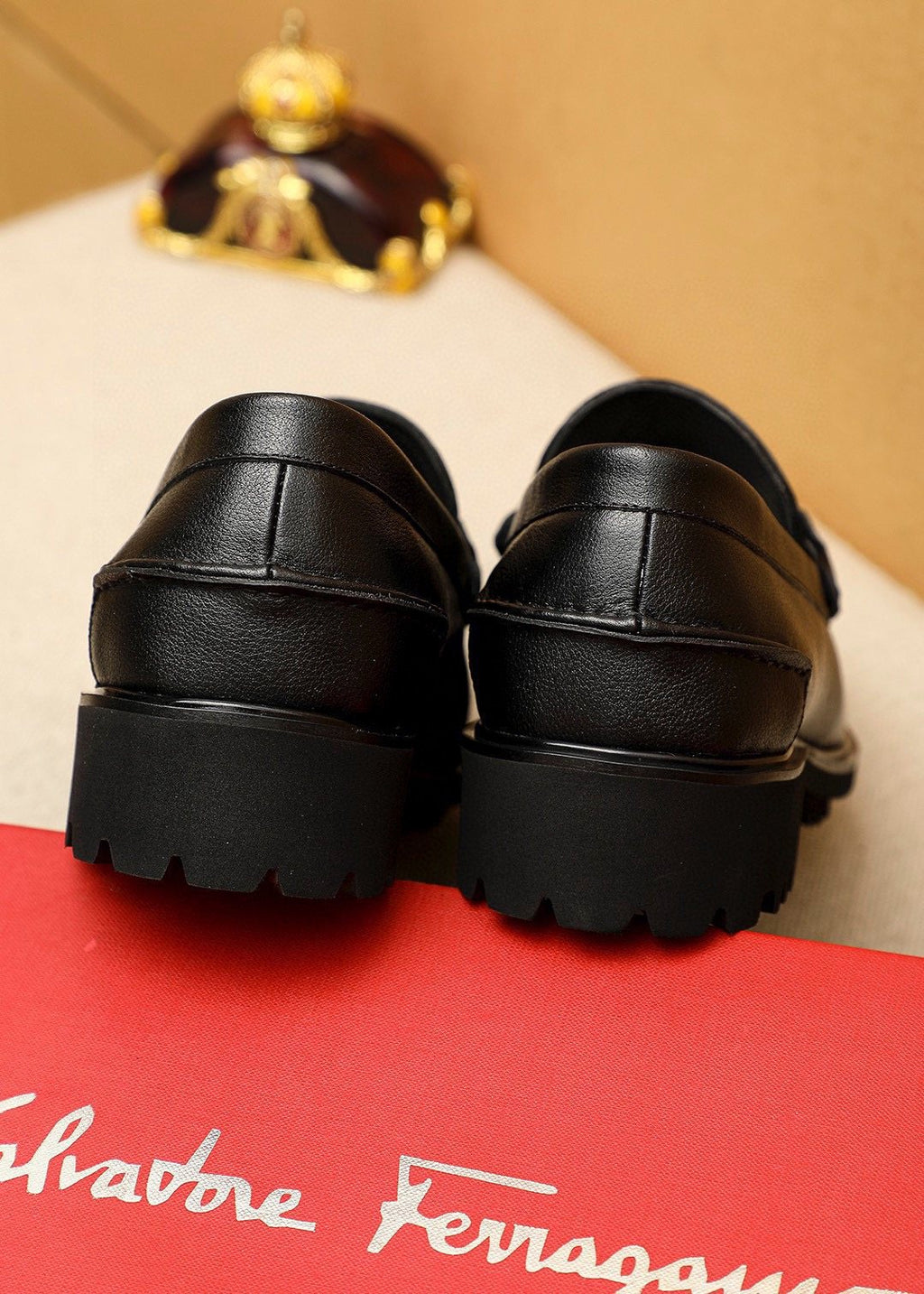 Ferragamo Black Hardware Loafers