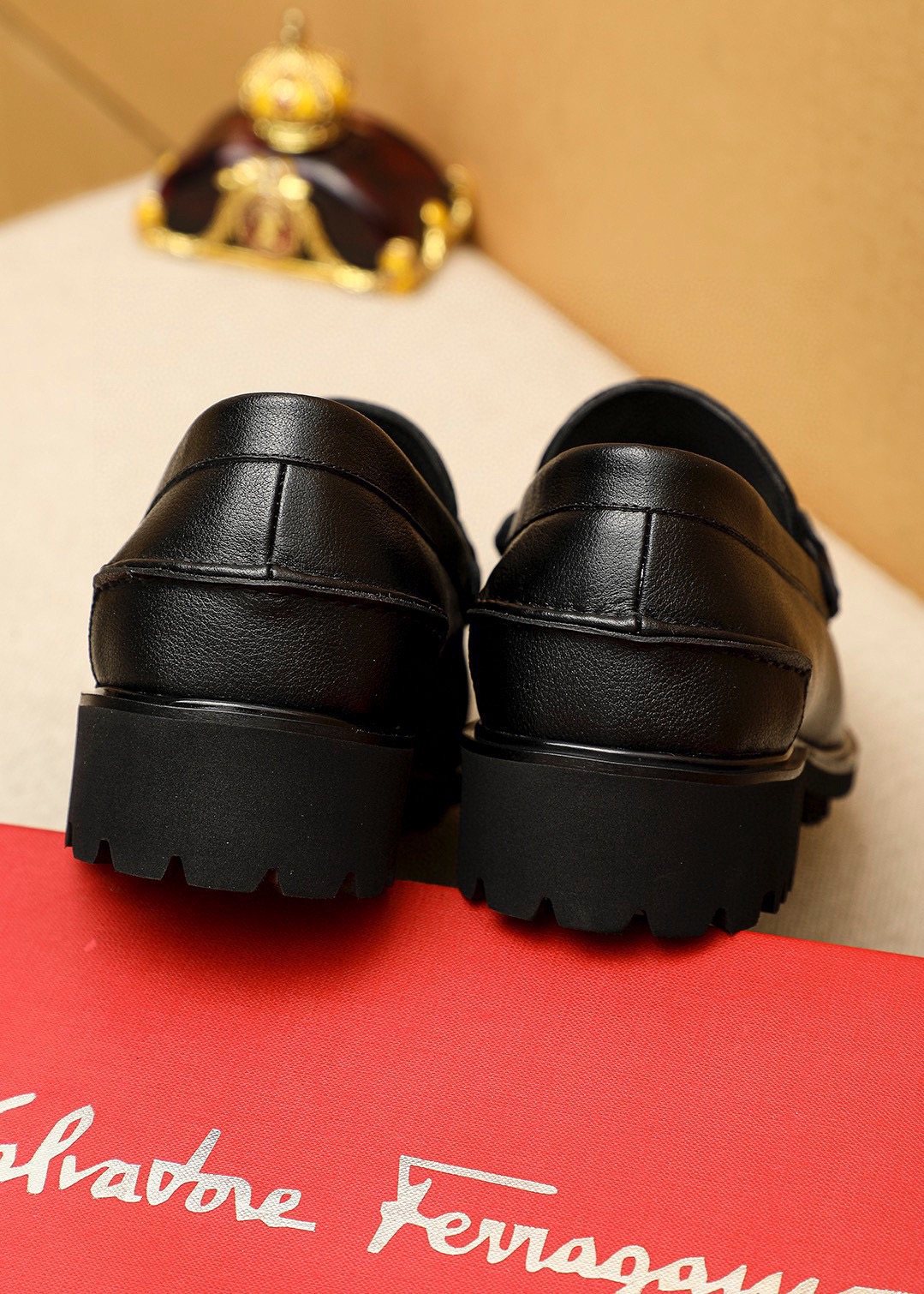 Ferragamo Black Hardware Loafers