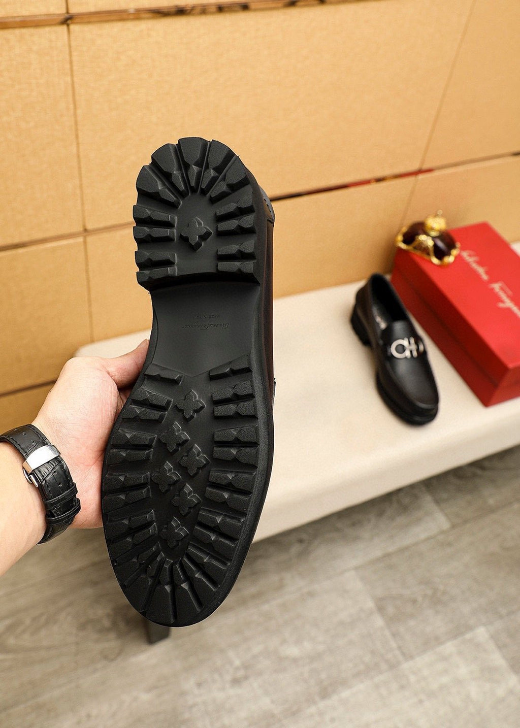 Ferragamo Black Hardware Loafers