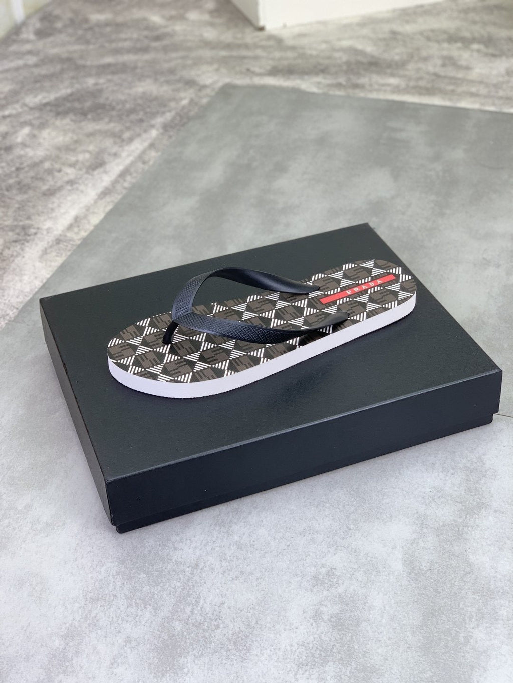 Prada Geometric-Pattern Flip-Flops