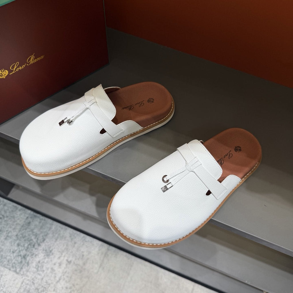 Textured Loafer Mule Shoes