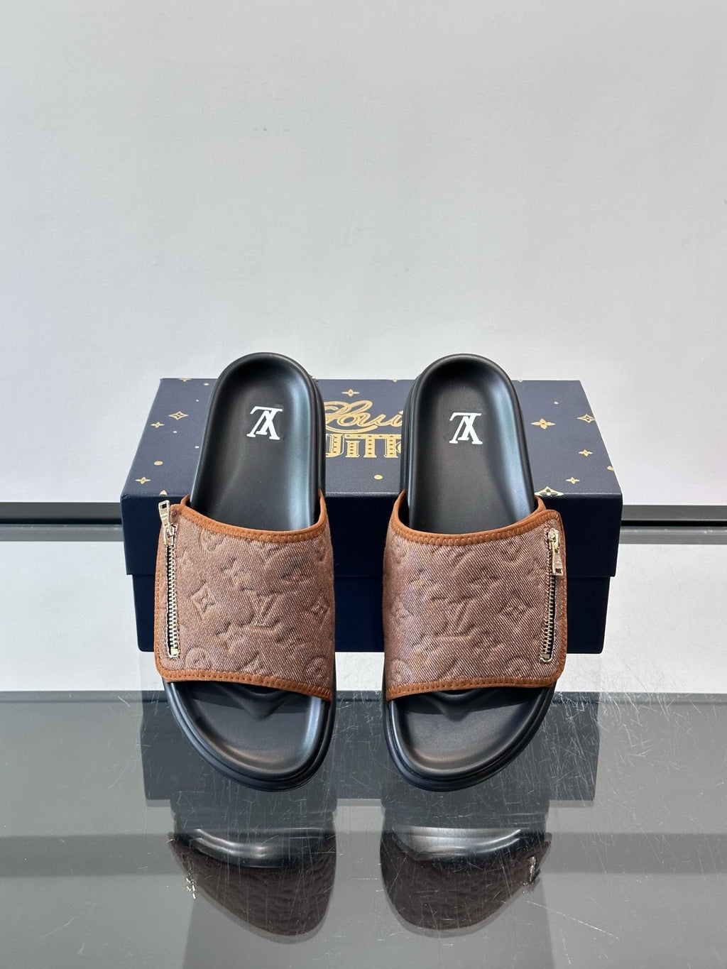 Louis Vuitton Embossed Monogram Slide Sandals