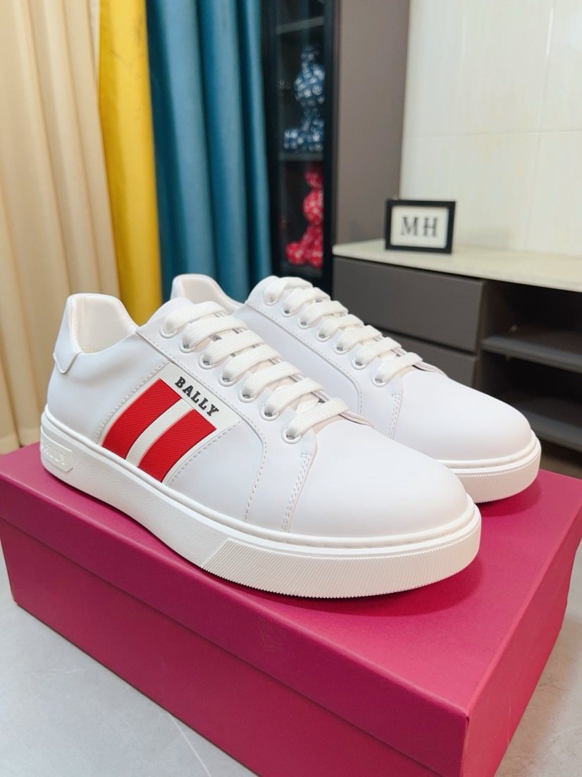 Bally Red Stripe Low-Top Sneakers