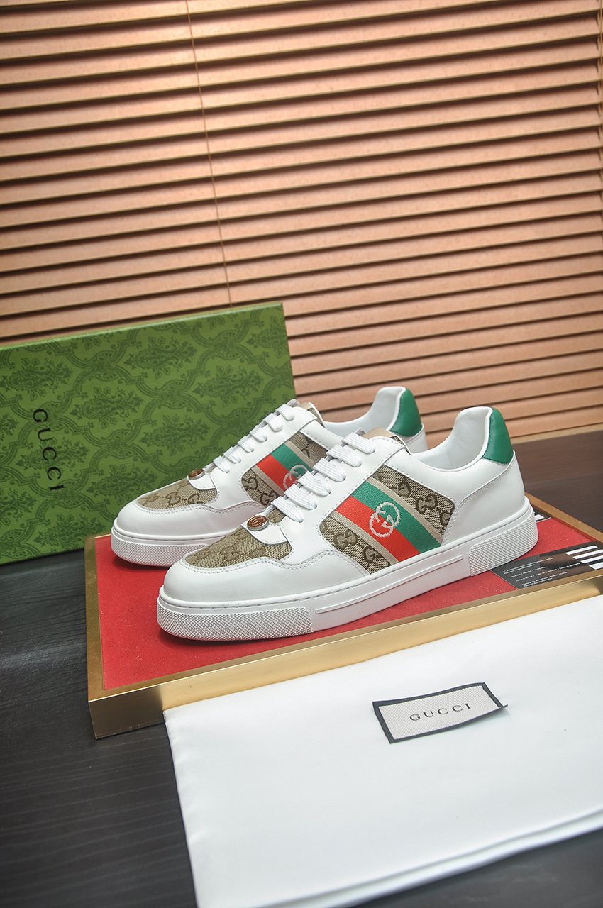 Gucci Red-Green Stripe Low-Top Sneakers