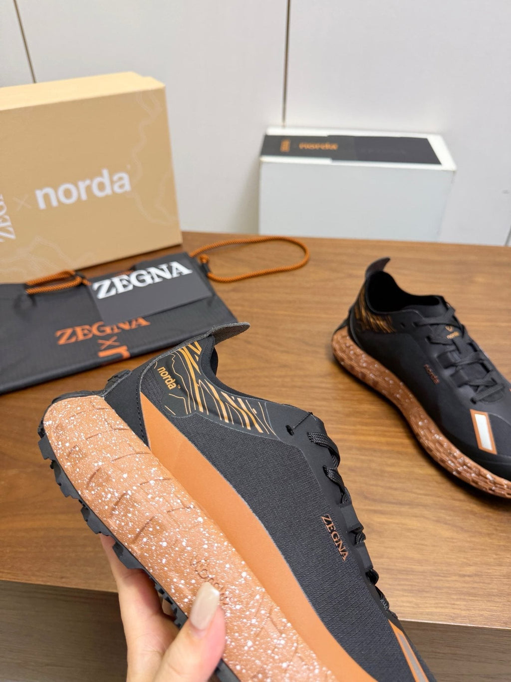 Zegna Black Contrast Lace-Up Athletic Shoes