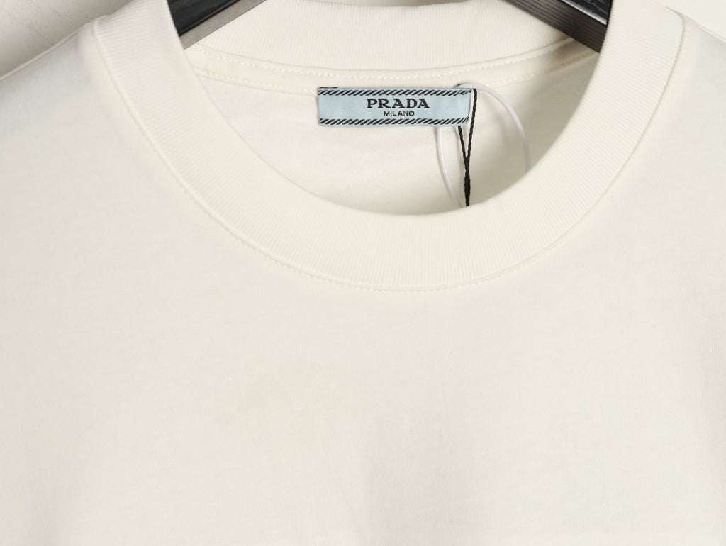 Prada Tonal Outlined Lettering T-Shirt - Off-White